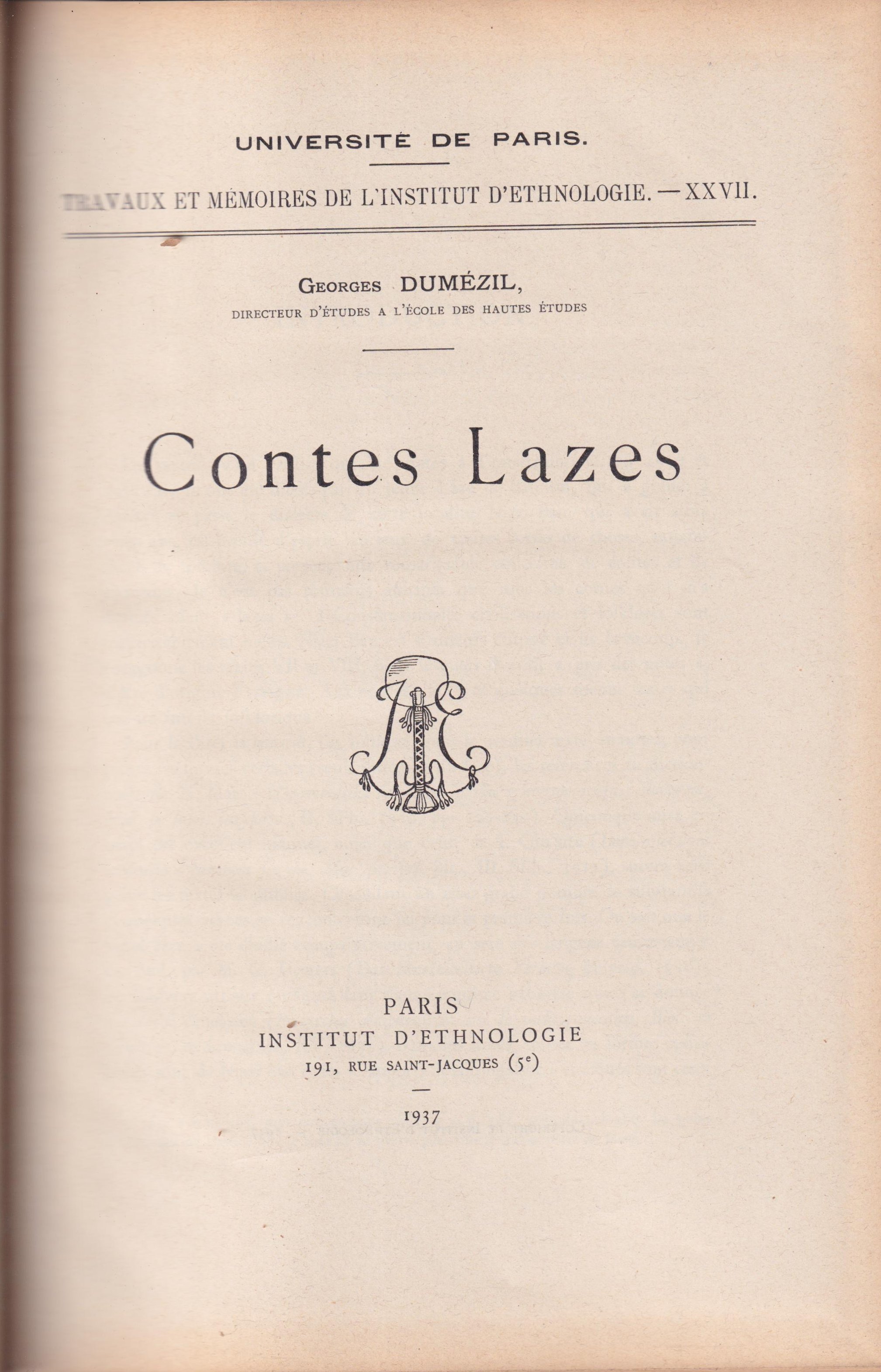 Contes Lazes Laz Masalları Georges Dumézil (Lazca-Türkçe Çeviri)